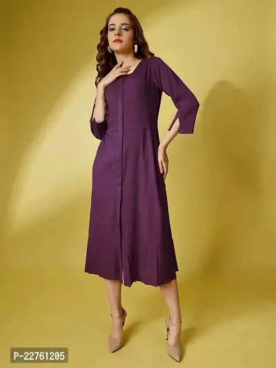 Raisin Women's Polyester Fit and Flare with Collar Neck and 3/4 Sleeve Dress for Women|CasualDress|Regular Dress|Dailywear Dress-thumb2