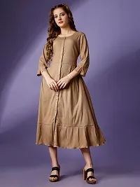 Raisin Women Polyester Fit and Flare with Round Neck and 3/4 Sleeve Dress for Women|Dresses Dress|Fit  Flare Dress-thumb4