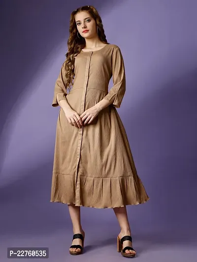 Raisin Women Polyester Fit and Flare with Round Neck and 3/4 Sleeve Dress for Women|Dresses Dress|Fit  Flare Dress-thumb5