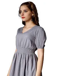 Raisin Women's Black Polyetser Casual Regular Top with Round Neck and Short Sleeve Dress for Women|CasualDress|Regular Dress|Dailywear Dress-thumb3