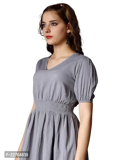 Raisin Women's Black Polyetser Casual Regular Top with Round Neck and Short Sleeve Dress for Women|CasualDress|Regular Dress|Dailywear Dress-thumb4