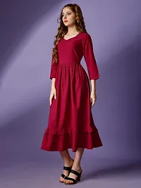 Raisin Women's Crepe Fit and Flare with V-Neck and Half Sleeves Dress for Women|Dresses Dress|Fit  Flare Dress-thumb3