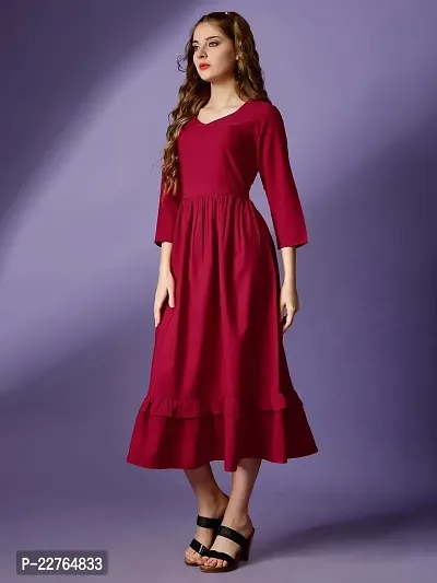 Raisin Women's Crepe Fit and Flare with V-Neck and Half Sleeves Dress for Women|Dresses Dress|Fit  Flare Dress-thumb4