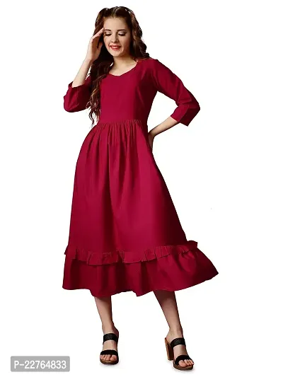 Raisin Women's Crepe Fit and Flare with V-Neck and Half Sleeves Dress for Women|Dresses Dress|Fit  Flare Dress-thumb0