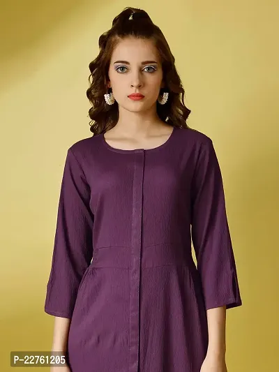 Raisin Women's Polyester Fit and Flare with Collar Neck and 3/4 Sleeve Dress for Women|CasualDress|Regular Dress|Dailywear Dress-thumb3