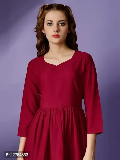 Raisin Women's Crepe Fit and Flare with V-Neck and Half Sleeves Dress for Women|Dresses Dress|Fit  Flare Dress-thumb3
