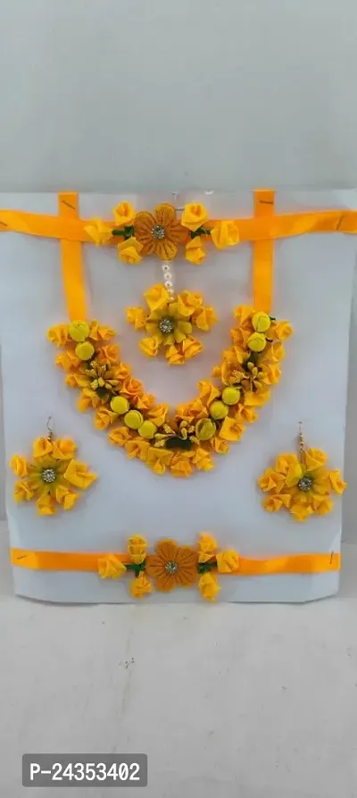 Artificial Flower Haldi Jewellery Set