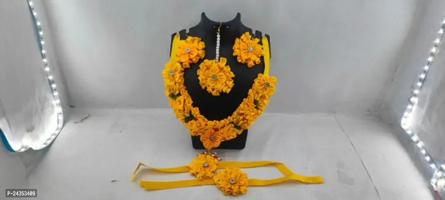 Artificial Flower Haldi Jewellery Set