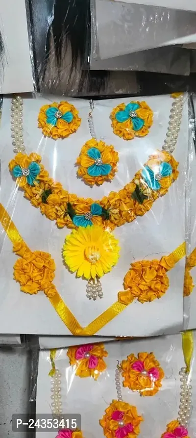 Artificial Flower Haldi Jewellery Set