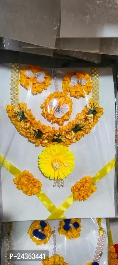 Artificial Flower Haldi Jewellery Set