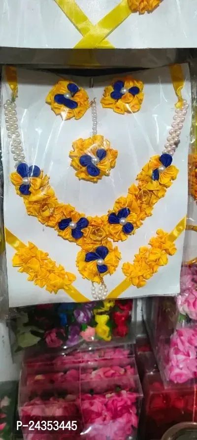 Artificial Flower Haldi Jewellery Set