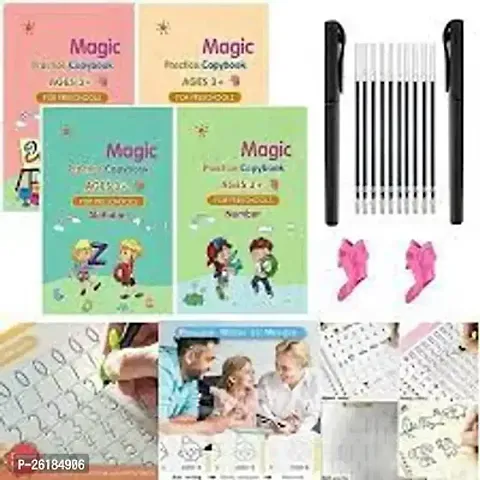 Complete Magic Practice Copybook Set (10 Refills, 1 Pen, and 1 Grip) - Number Tracing Book for Kids (Set of 4)