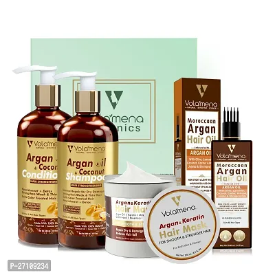 Volamena Argan Oil Hair Care Kit with Argna Oil Shampoo 300 ml, Argna Oil Conditioner 300 ml Argan hair Oil100 ml  Argan Hair Mask 250 ml