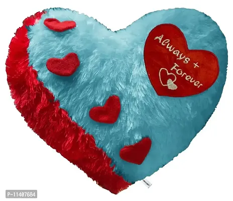 PICKKART Love Cushion Pillow Heart Shape, Always + Forever Embroidered Quote (Blue)