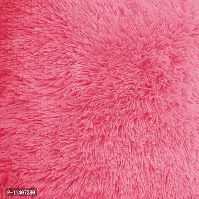 PICKKART Small Cushion Square Fur Pillow Cover for Living Room Sofa Bedroom , 12 x12Inch (Pink)-thumb2