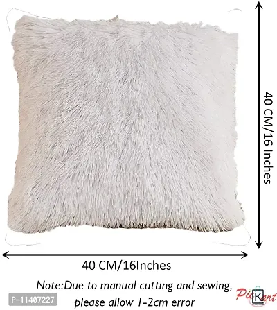 PICKKART Set of 2 Fur Pillow Covers, 16x16 inches (White Coffee)-thumb5