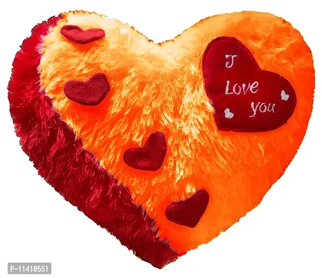 PICKKART Love Heart Shape Soft Plush Pillow, - Gift for Valentine Day Someone Special, Size : 37 cm X 30 cm (Orange)