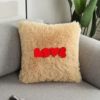 PICKKART Best Gifts for Birthday/ Valentine's Day/ Give Thanks with A Grateful Heart Love Quote - Square Shape Fur Throw Pillow Cushion - Home Sofa Decorative 16 X 16 inches (Beige)-thumb1