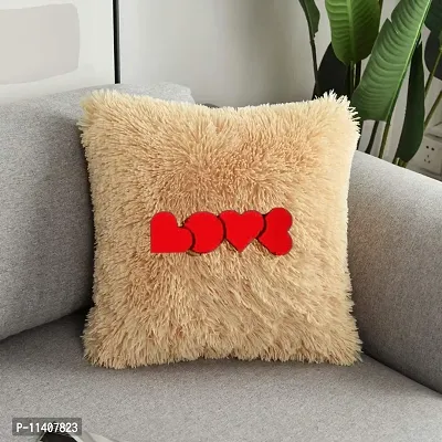 PICKKART Best Gifts for Birthday/ Valentine's Day/ Give Thanks with A Grateful Heart Love Quote - Square Shape Fur Throw Pillow Cushion - Home Sofa Decorative 16 X 16 inches (Beige)-thumb2