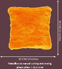 PICKKART Fur Cushion Pillow Cover for Set of 2 Pillow - 13x13 Inches (Orange)-thumb1