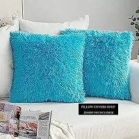 PriMaryHoMe Luxury Soft Faux Fur Cushion Cover Pillowcase Decorative Square/ Rectangular Throw Pillows Covers, No Pillow Insert, 16"" x 16"" Inch (Beige) (Light Blue, 26.5 x 16.5 Inches)-thumb1