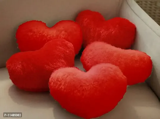 PICKKART Small Heart Shape Pillow Pack of 5 (Red)