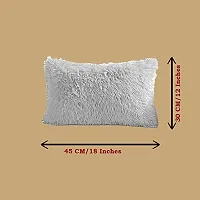 PriMaryHoMe Decorative Soft Rectangle Fur Pillow Cushion - Pillows for Sofa, Home Decor, Car, Living Area - Throw Pillow with Fiber Filler & Zipper Closure (18 X 12) Inches (White)-thumb1