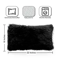 PICKKART Fur Cushion Pillow Cover- 22x16 Inches/ 55x40 CM (1 Piece) (Black)-thumb1