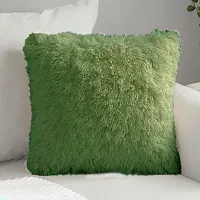 PriMaryHoMe Luxury Soft Faux Fur Cushion Cover Pillowcase Decorative Square/ Rectangular Throw Pillows Covers, No Pillow Insert, 16"" x 16"" Inch (Beige) (Olive Green, 16x16)-thumb3