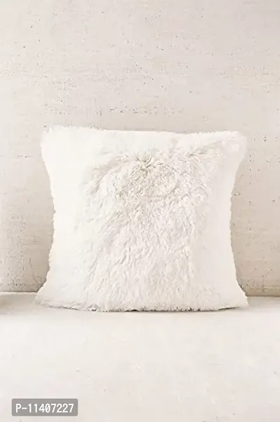 PICKKART Set of 2 Fur Pillow Covers, 16x16 inches (White Coffee)-thumb2