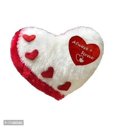 PICKKART Love Cushion Pillow Heart Shape, Always + Forever Embroidered Quote (White)