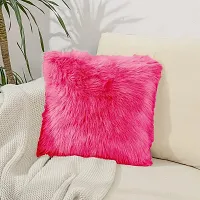 PICKKART Fur Cushion Pillow Cover for Set of 2 Pillow - 13x13 Inches (Dark Pink)-thumb2