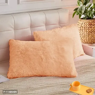 PICKKART Throw Pillow Covers 26 x 16 Inch Farmhouse Pillow Covers, Faux Fur Square Home Decorative Pillow Case, Set of 2 (Beige)