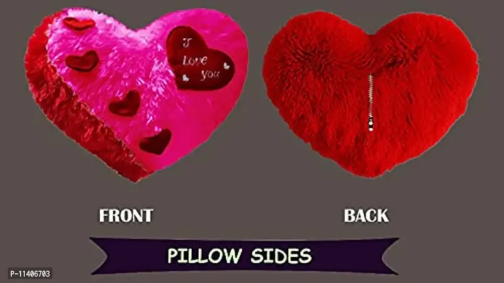 PICKKART Love Heart Shape Soft Plush Pillow, - Gift for Valentine Day Someone Special, Size : 37 cm X 30 cm (Dark Pink)-thumb2