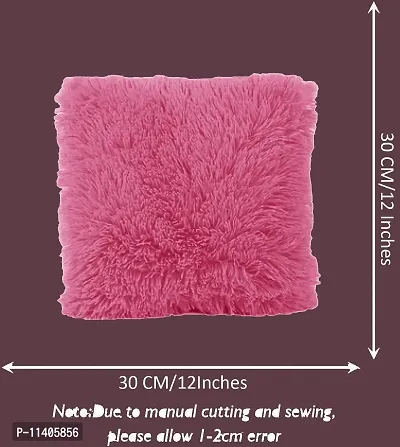 PICKKART Fur Cushion Pillow Cover for Set of 2 Pillow - 13x13 Inches (Pink)-thumb3