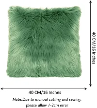 PICKKART Fur Cushion Covers (14x14 Inches) (Olive Green)-thumb2