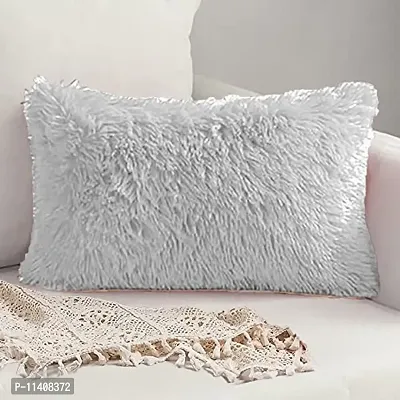 PICKKART Fur Cushion Pillow Cover- 22x16 Inches/ 55x40 CM (1 Piece) (White)