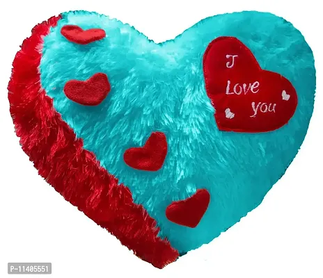 PICKKART Love Heart Shape Soft Plush Pillow, - Gift for Valentine Day Someone Special, Size : 37 cm X 30 cm (Light Blue)