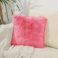 PICKKART Fur Pillow Cover for 12x12 Inch Pilloiw, No Insert Included (Pink)-thumb1