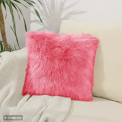 PICKKART Fur Pillow Cover for 12x12 Inch Pilloiw, No Insert Included (Pink)-thumb2