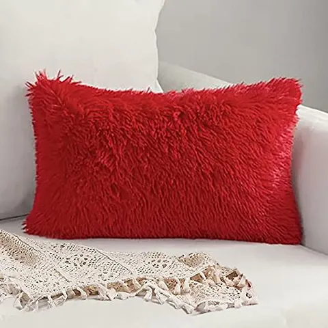 PriMaryHoMe Decorative Soft Rectangle Fur Pillow Cushion - Pillows for Sofa, Home Decor, Car, Living Area - Throw Pillow with Fiber Filler & Zipper Closure (18 X 12) Inches