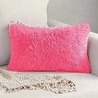 PICKKART Throw Pillow Covers 26 x 16 Inch Farmhouse Pillow Covers, Faux Fur Square Home Decorative Pillow Case, Set of 2 (Pink)-thumb3