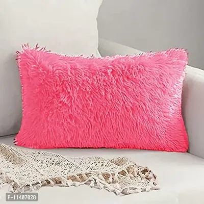 PICKKART Throw Pillow Covers 26 x 16 Inch Farmhouse Pillow Covers, Faux Fur Square Home Decorative Pillow Case, Set of 2 (Pink)-thumb4