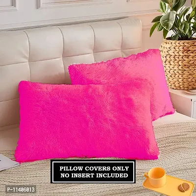 PriMaryHoMe Luxury Soft Faux Fur Cushion Cover Pillowcase Decorative Square/ Rectangular Throw Pillows Covers, No Pillow Insert, 16"" x 16"" Inch (Beige) (Dark Pink, 26.5 x 16.5 Inches)-thumb2