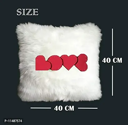 PICKKART Best Gifts for Birthday/ Valentine's Day/ Give Thanks with A Grateful Heart Love Quote - Square Shape Fur Throw Pillow Cushion - Home Sofa Decorative 16 X 16 inches (White)-thumb3