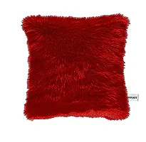 PICKKART Fur Cushion Pillow Cover for Set of 2 Pillow - 13x13 Inches (RED)-thumb2