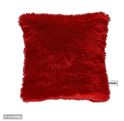 PICKKART Fur Cushion Pillow Cover for Set of 2 Pillow - 13x13 Inches (RED)-thumb3