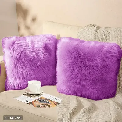 PICKKART Fur Cushion Pillow Cover for Set of 2 Pillow - 13x13 Inches (Mauve)