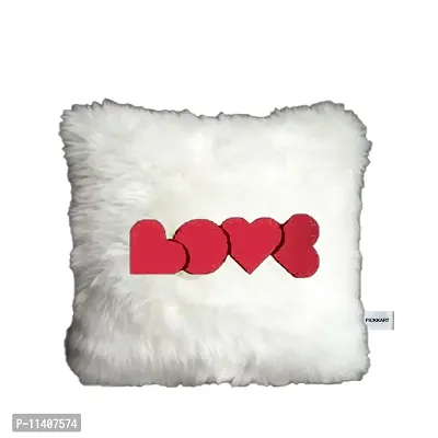 PICKKART Best Gifts for Birthday/ Valentine's Day/ Give Thanks with A Grateful Heart Love Quote - Square Shape Fur Throw Pillow Cushion - Home Sofa Decorative 16 X 16 inches (White)-thumb0