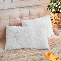 PICKKART Throw Pillow Covers 26 x 16 Inch Farmhouse Pillow Covers, Faux Fur Square Home Decorative Pillow Case, Set of 2 (White)-thumb1